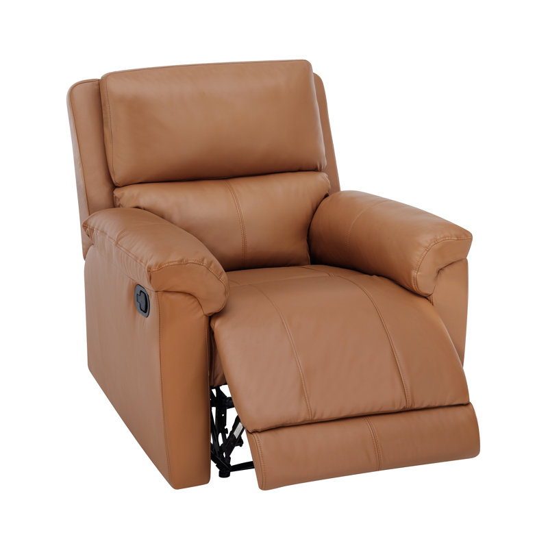 5" Wall Hugger Recliner Modern Nursery Chairs with Overstuffed Arm and Back, PU Leather, Brown