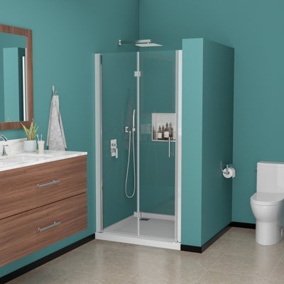 36" W x 72" H Bifold Shower Door with 1/4" Tempered Glass, Adjustable Width & Reversible Installation