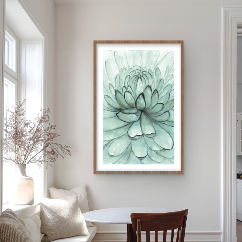 Fleur turquoise - reproduction encadrée pour la décoration de chambre à coucher, H 36 po x l 24 po, Brun