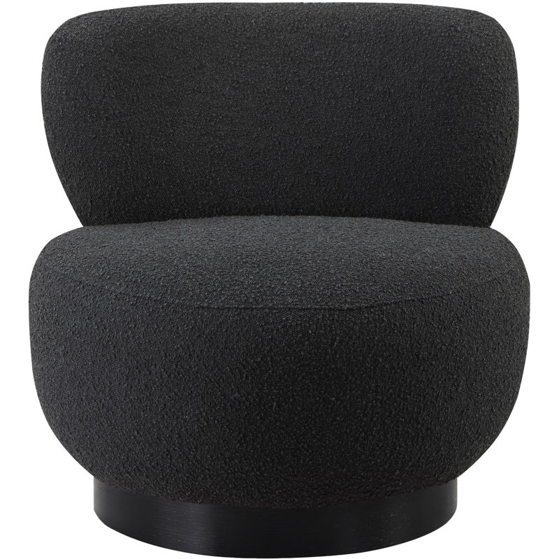 Fauteuil d'appoint Calais, Tissu bouclé noir, Naturel