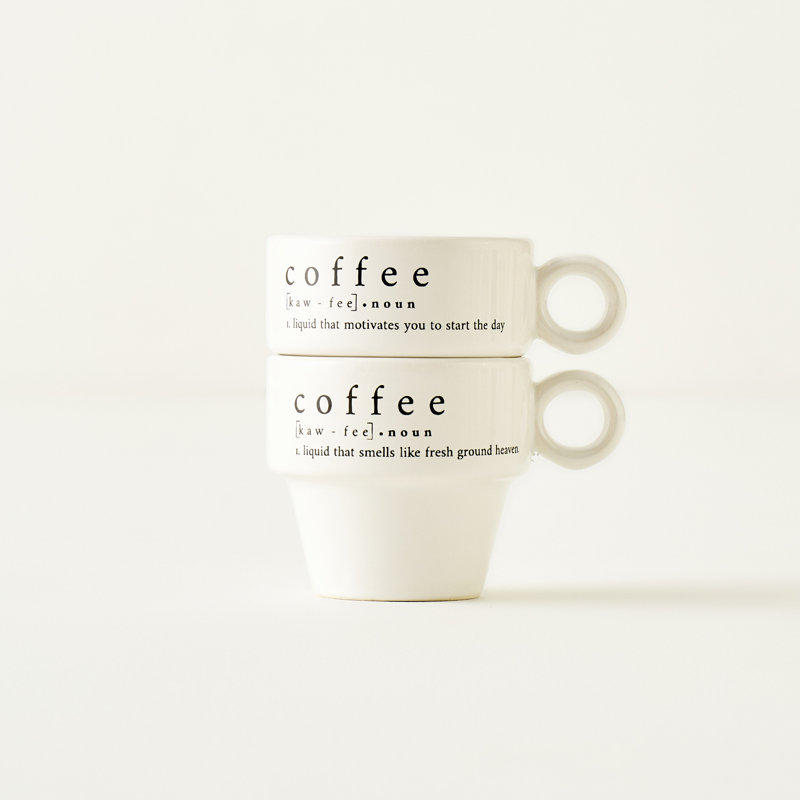 Coffeeaholic Ceramic Espresso Cup (Set Of 2)