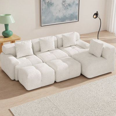 Canapé-lit modulaire en forme de U 135 pièces 6 pièces 135,4 po avec 2 repose-pieds et 4 oreillers