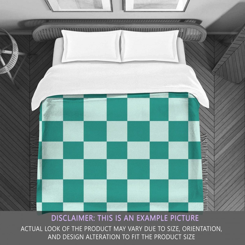 Machine Printed Comforter, Twin Extra Long Comforter, Turquoise/White Checkered