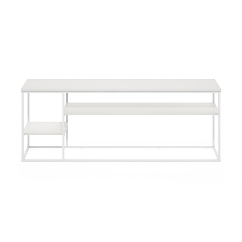 Rhyker Modern Lifestyle TV Stand, Solid White/White, 21.9" H x 60" W x 16" D