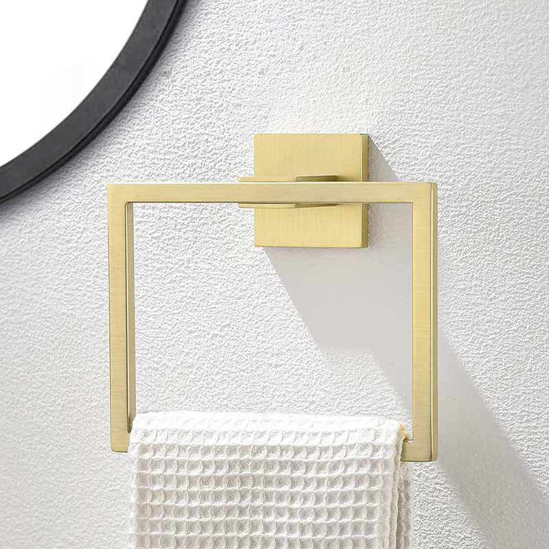 5-Piece SUS304 Bathroom Set: Towel Bar + Ring + Hooks + TP Holder, Brushed Finish, Gold