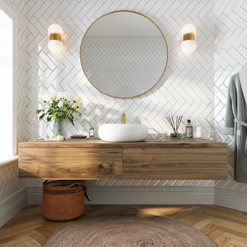 DeerValley 20" x 7'' Circular/Round White Ceramic  Vessel Bathroom Sink with Overflow