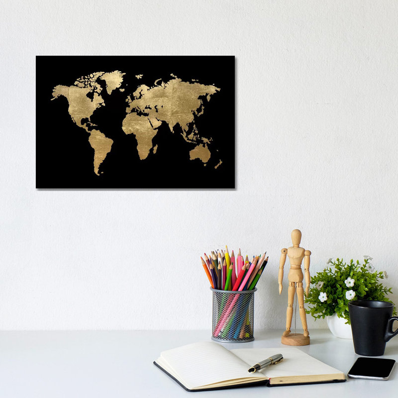 World Map 5 by Heather Offord - Wrapped Canvas Print, 20.32cm H x 30.48cm W x 1.905cm D