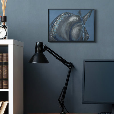Portrait de crinière de cheval, détail de cheveux gris-bleu par Dina D'Argo - Peinture
