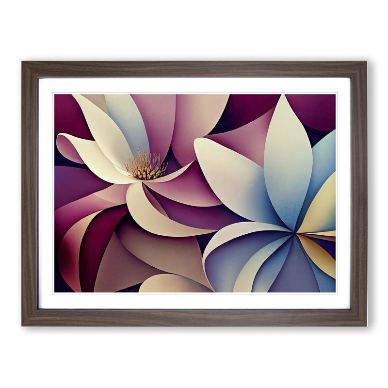 Ultimate Modern Flowers Abstract - Framed Print, 46cm H x 64cm W x 2cm D, Walnut Framed