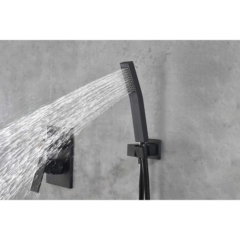 12" Rain Shower Head Systems Wall Mounted Shower, Matte Black
