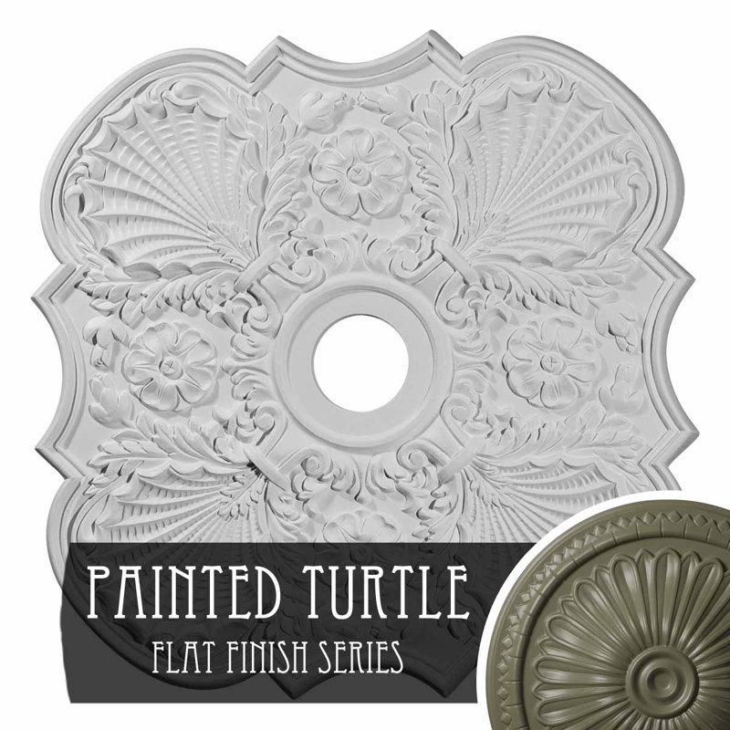 Médaillon de plafond 29 po x P 3 5/8 po x P 1 3/8 po (convient aux auvents jusqu'à 6 1/4 po), Tortue peinte