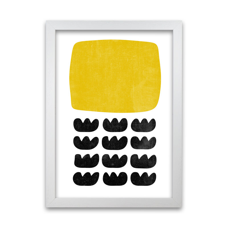 Yellow And Black Abstract Original - Print, 84cm H x 59cm W x 3cm D, White Frame