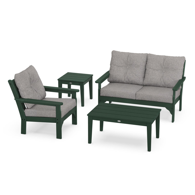 Vineyard 4-Piece Deep Seating Set, Grey Mist, Green