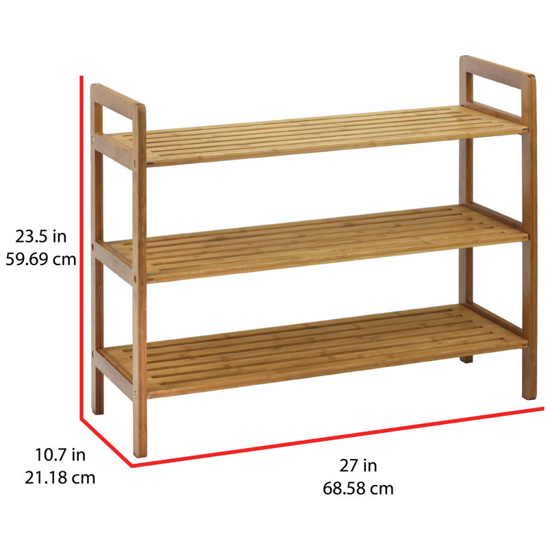 Natural Bamboo 3-Tier Stackable Shoe Rack