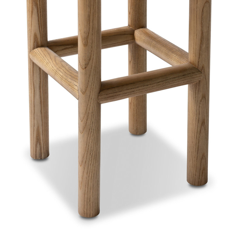 Wells Saldino Stool-Beige Shearling, Taupe Shearling, Sandy Nettewood, Bar Stool (30" Seat Height)