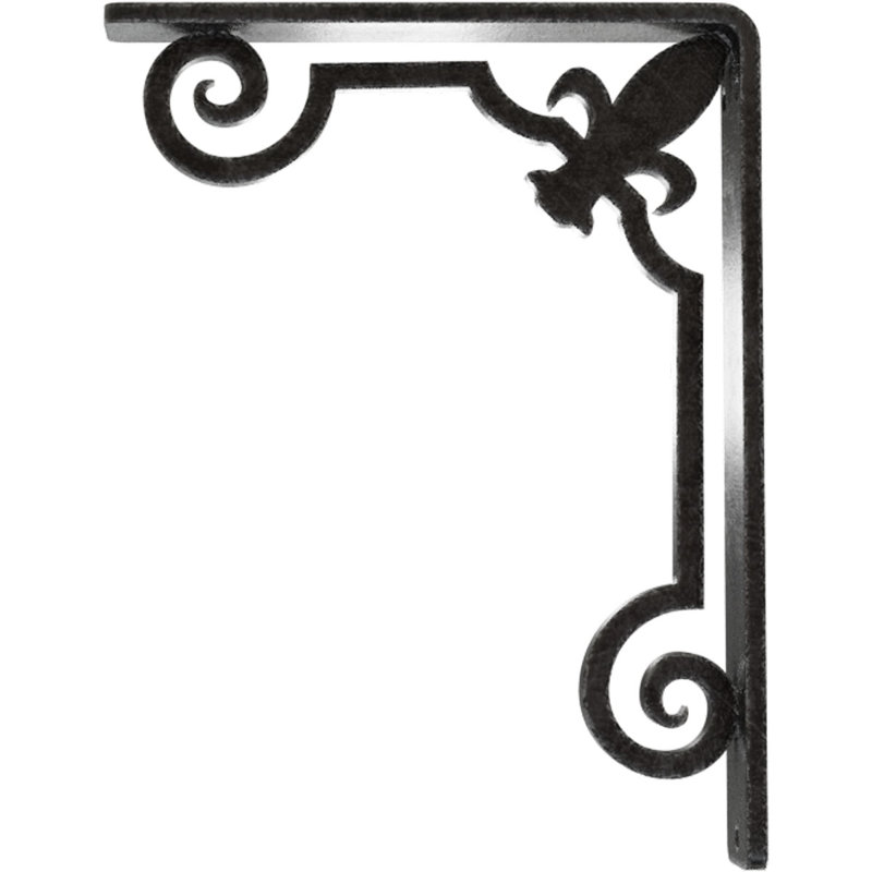 Support en fer forgé Fleur De Lis, Étain antique, H 8 po x l 1,5 po x P 5,5 po