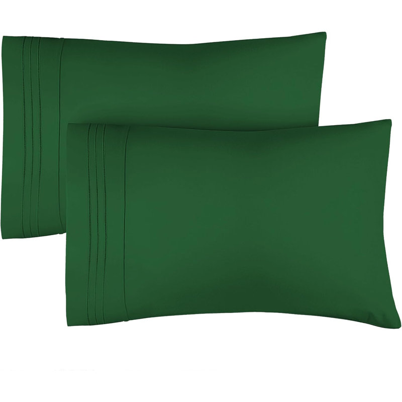 Microfiber Pillowcase Set of 2, Soft Double Brushed Pillow Covers, Breathable & Easy Care, Emerald Green, King