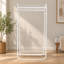 Portant à vêtements autoportant en métal blanc avec double tablette, robuste et mobile, pour chambre à coucher, 84 cm (L) x 30,7 cm (l) x 163 cm (H)