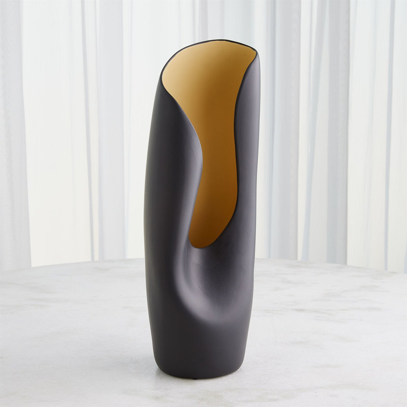 Avian Vase-Black/Gold-Sm, 22" H x 8" W x 6.5" D