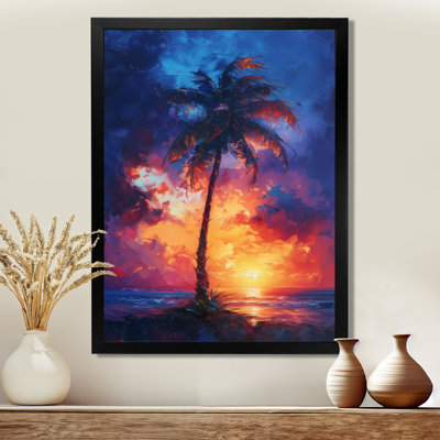 Pink Palm Tree Sunset Silhouette - Palms & Palm Trees Wall Decor