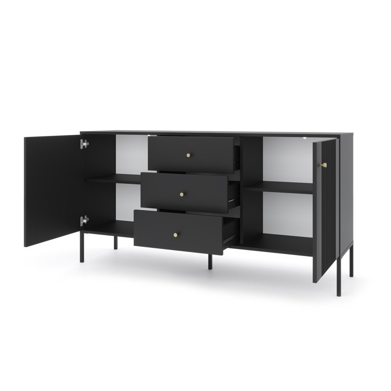 Tanari 154.5 cm W Sideboard, Black/Black