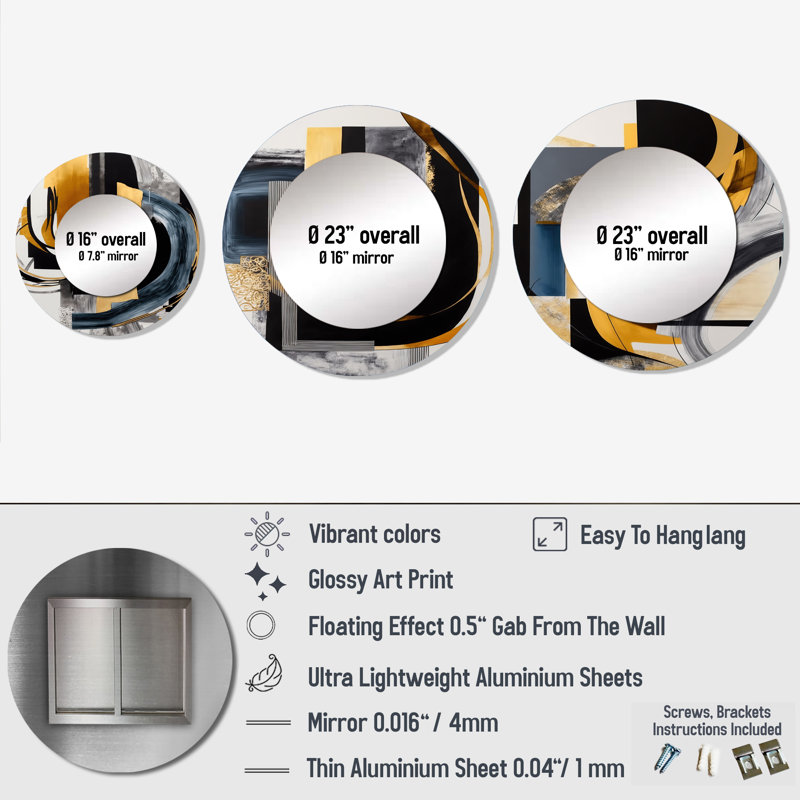Miroir mural rond en aluminium Diggory