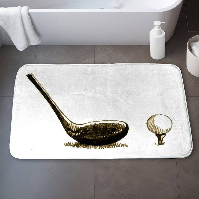 Illustration of a golf club Bath Mat with Non-Slip Backing - Quick Dry Memory Foam Bathroom Rug - Absorbent - Modern Plush Spa-Style - Machine Washable