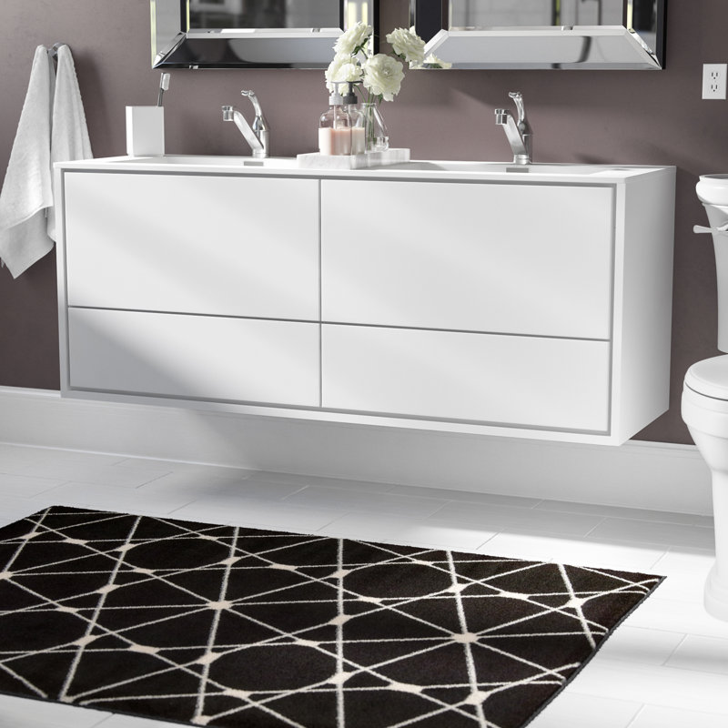Trieu 59.29'' Double Bathroom Vanity with Acrylic Top, Gloss White