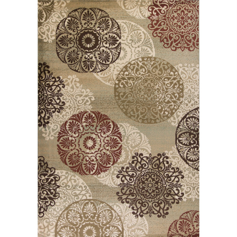 Pettill Sage Green Area Rug, Rectangle 5 pi 3 po x 7 pi 8 po