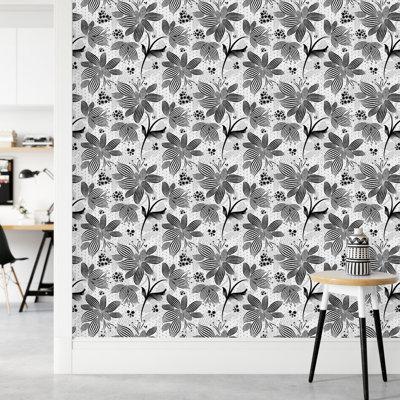 Black And White Floral Wallpaper