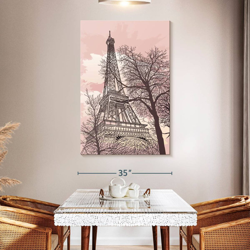 Aime Eiffel Tower Pink Sky, 51" H x 34" W