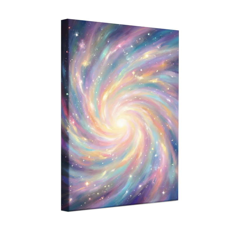 Abstrait galaxie spirale cosmique avec étoiles et couleurs, H 18 po x l 12 po