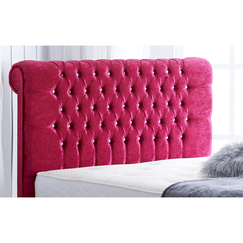 Metcalf Upholstered Bed, Small Double (4'), Blush Pink 
