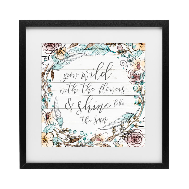 «Grow Wild With Flowers», impression encadrée sous verre, conception par SD Graphics Studio, H 13 po x l 13 po