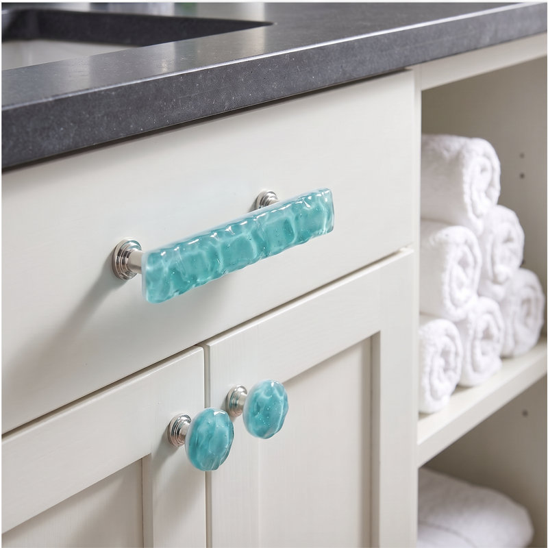 Glacier 3 Center to Center Bar Pull, Aqua, Polished Chrome