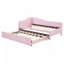 Twin Size Upholstered L-Shaped Upholstered Daybed with Pop Up Trundle, Pink-40087445