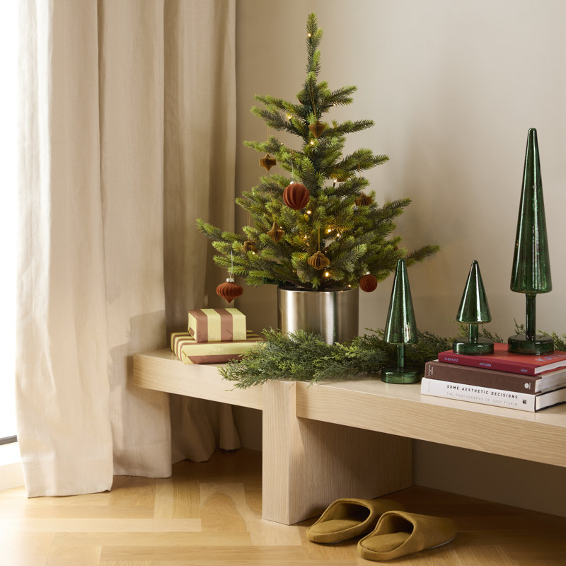 Sparkle Cone LED Trees, Set of 2, Green, 7" H x 3.25" W x 3.25" D