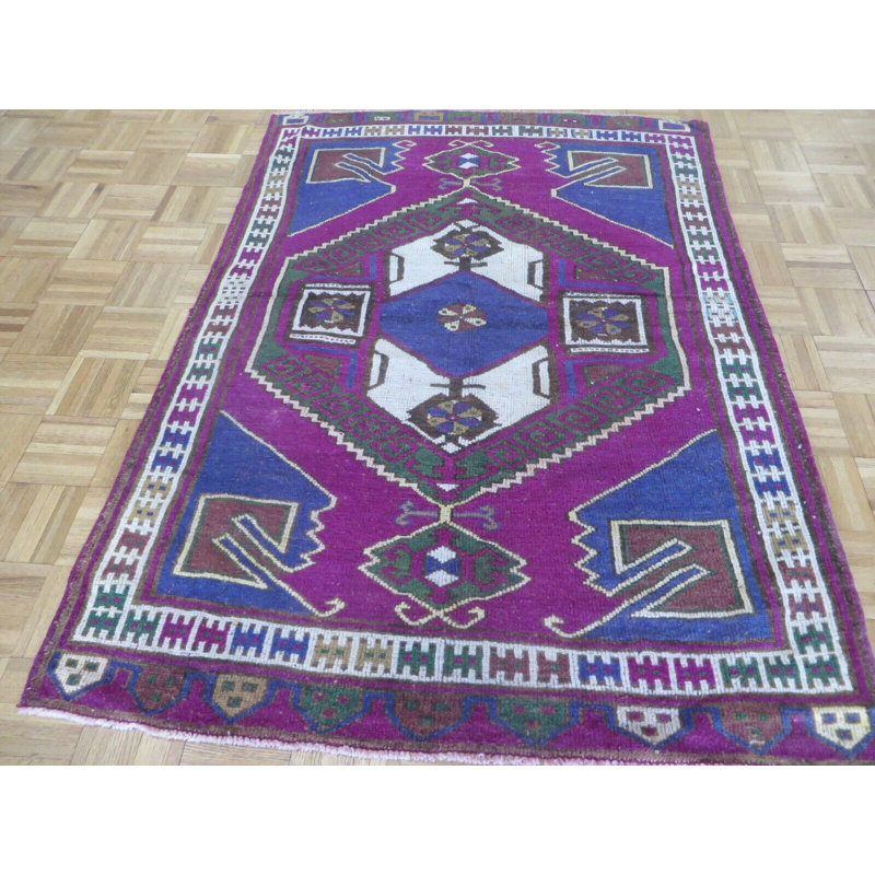 Tapis rectangulaire en laine de conception unique 4 pi x 5 pi 6 po Haithem