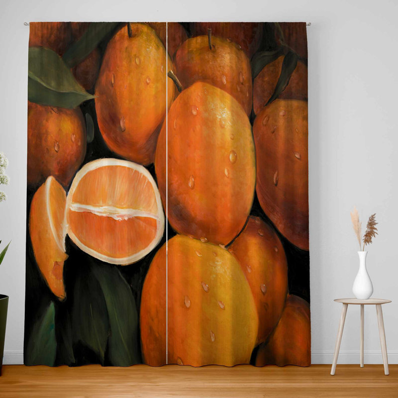 Fresh Oranges Blackout Window Curtain Pair for Home Decor, 50" W x 84" L
