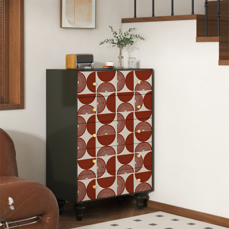 Simple Geometric Pattern Solid Wood Porch Cabinet Solid Wood Accent Chest