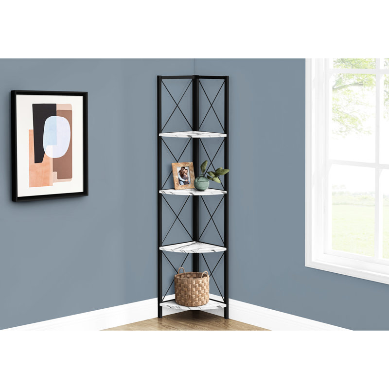 Bibliothèque à 4 niveaux avec marbre stratifié blanc pour la décoration de bureau aspect marbre contemporain