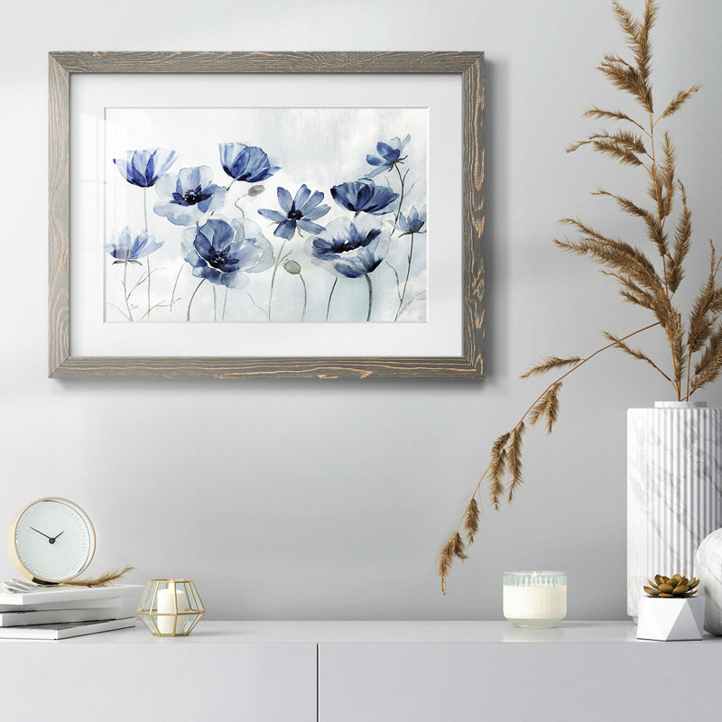 Indigo Spring Awakening - impression encadrée rustique avec tableau mat, Gris, H 26 po x l 38 po