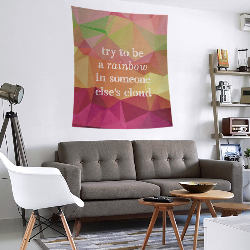Tapisserie de polyester en faux-pierre qui essaie de devenir un de citation arc-en-ciel, H 80 po x l 68 po