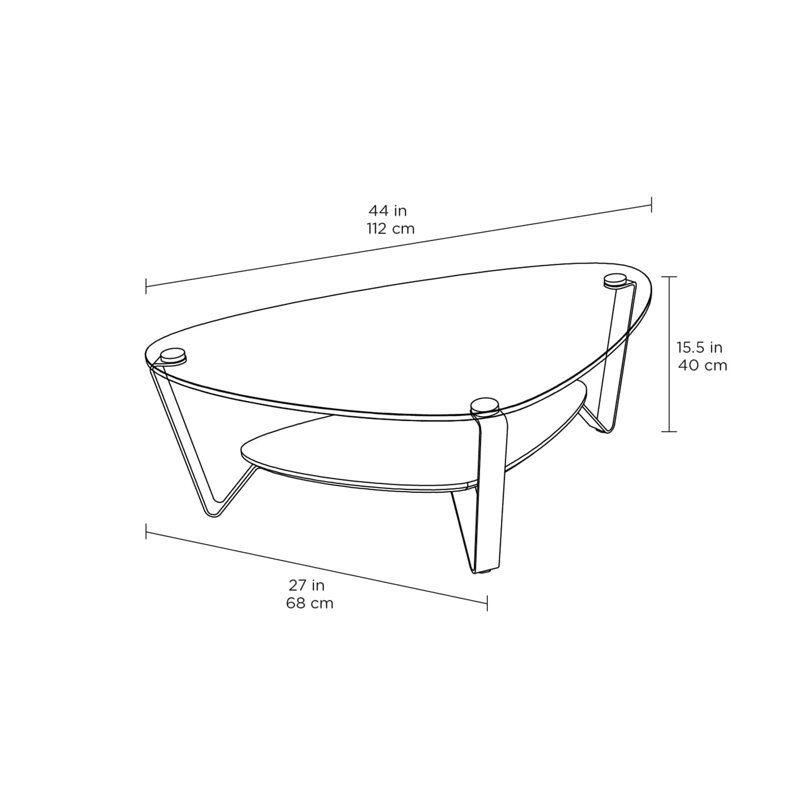 Dino Coffee Table, 15.5" H x 44" L x 27" W, Washed Oak