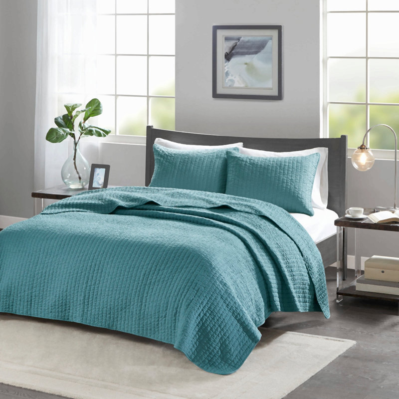 3 Piece Quilt Set Teal Full/Queen