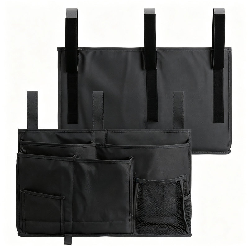 Bedside Caddy Grand sac de rangement pour lit superposé, lits d'hôpital, rails de lit de bébé, Noir