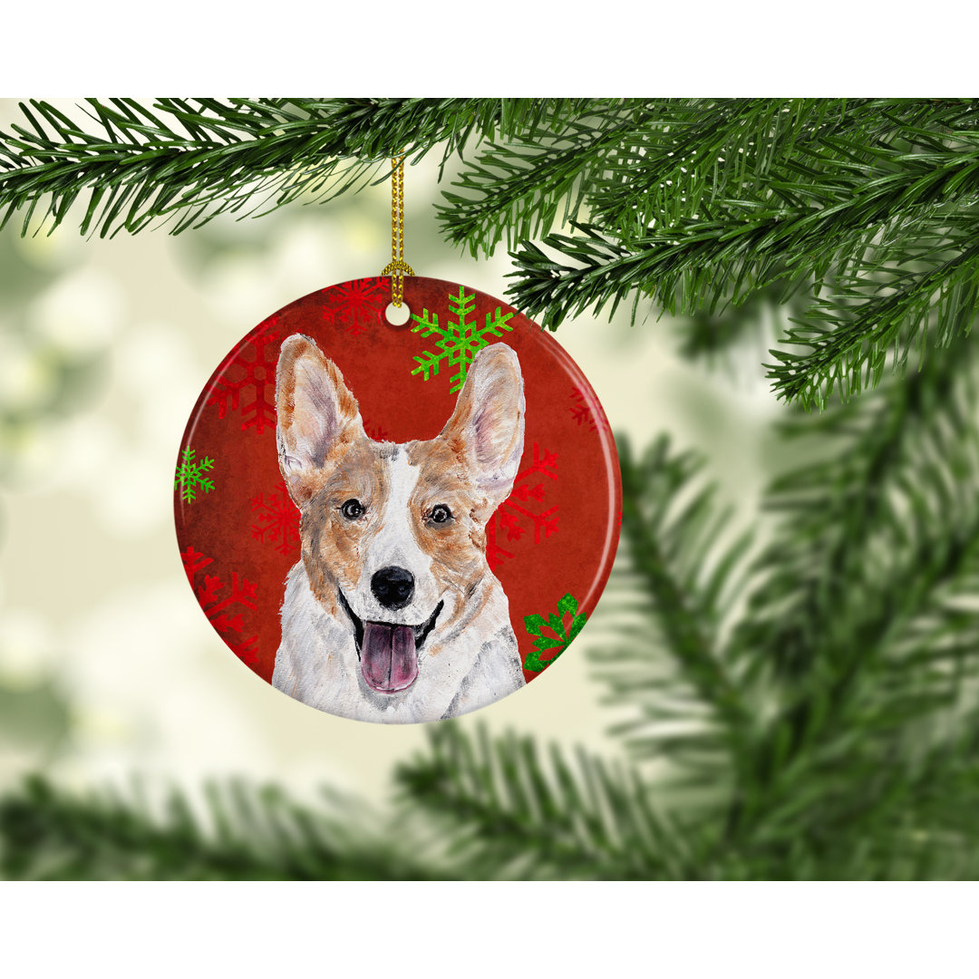 Cardigan Corgi Snowflakes Holiday Ceramic Hanging Figurine Ornament The Holiday Aisle®