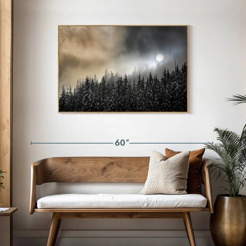 Brume d'hiver, Cadre flottant en bois naturel, 43 po x 29 po