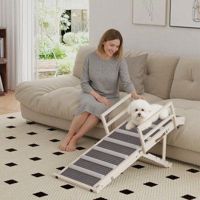 Rampe pour chien, rampe pliante pour animal de compagnie, 4 hauteurs réglables de 15 po à 19 po, marche pour chien avec rails latéraux pour petits et grands animaux de compagnie