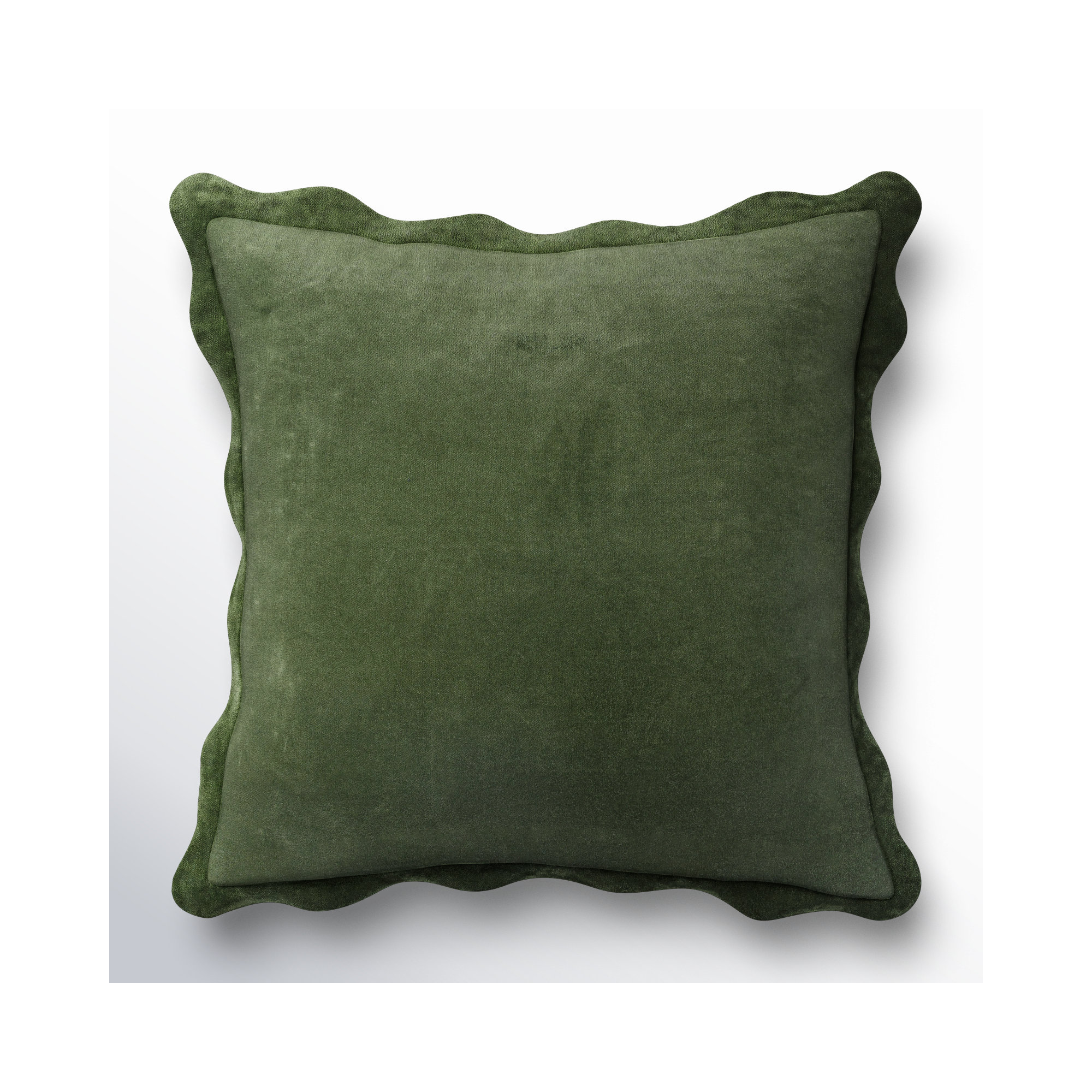 Collier Scalloped Edges Cotton Throw Pillow, Pillow Cover Only - No Insert, 20"H x 20"W, Green